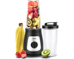 Smoothie Maker Pro - 350W - 2 Snelheden + Pulsefunctie - RVS Messen - 750ml - 2 To-Go Bekers - BPA-vrij - Blender To Go - COOK-IT