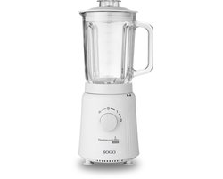 SOGO Blender met Glazen Kan - 1.5 Liter - Titanium Messen - 2 Snelheden + Puls-functie - IJsmaler - Blender Smoothie - 1000W - Wit