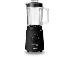 SOGO Blender met Glazen Kan - 1.5 Liter - Titanium Messen - 2 Snelheden + Puls-functie - IJsmaler - Blender Smoothie - 1000W - Zwart