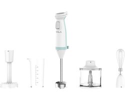 Tesla HB510BWS - Staafmixer set - Retro - 600W - 550ml - 4 Snelheden - Blauw / Wit