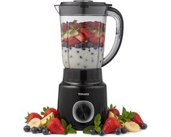 Tomado TTB1501B - Blender – Smoothie maker - 1,5 liter - 2 snelheden - 500W - Pulsestand - Deksel beveiliging – Zwart