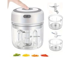 USB Oplaadbare 250ml Draadloze Elektrische Blender - 30W Krachtige Multifunctionele Keukenmachine, Blendt/Hakt Vlees/Knoflook/Groenten/Jongerenvoeding Snel, Voedselveilige Beker, Kinderveiligheid Vergrendeling, Ideaal voor Keuken & Kamperen