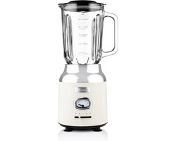 Westinghouse Retro Blender – 1,5L – Smoothie Maker & IJscrusher – 4 Snelheden – Glazen Kan – 600W – Beige