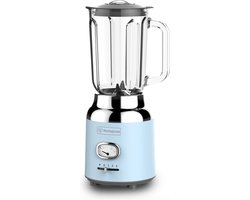 Westinghouse Retro Blender – 1,5L – Smoothie Maker & IJscrusher – 4 Snelheden – Glazen Kan – 600W – Blauw