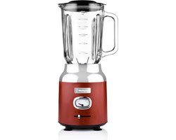 Westinghouse Retro Blender – 1,5L – Smoothie Maker & IJscrusher – 4 Snelheden – Glazen Kan – 600W – Rood