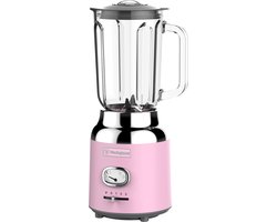 Westinghouse Retro Blender – 1,5L – Smoothie Maker & IJscrusher – 4 Snelheden – Glazen Kan – 600W – Roze