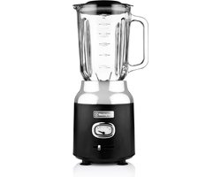 Westinghouse Retro Blender – 1,5L – Smoothie Maker & IJscrusher – 4 Snelheden – Glazen Kan – 600W – Zwart