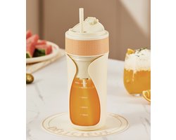 ZYLARO blender - smoothie maker - Draagbare Smoothie Maker To Go - Draadloos mini blender Oplaadbare - 450 ml - crème oranje