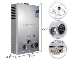 Branded editions Propaan RVS Boiler 12L – LPG Geiser – Snel Warm Water – Met Douchekop – Gebruik bij oa. Camper, Caravans, Boot & Camping