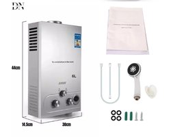 Deniva - Boiler - 6L - RVS Gasboiler LPG - Snel Warm Water - LED Display - Wandmontage - Tankloos - Camping - Douche Thuis