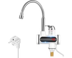 Directe Warme Waterkraan 3000W 220V - LED Digitaal Display, 360° Roteerbaar RVS, Warm en Koud Water