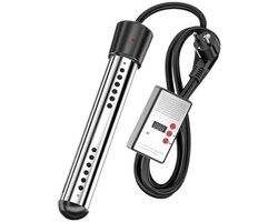 Dompelverwarmer van 1500 W Geschikt voor in bad, roestvrijstalen boiler, draagbare waterverwarmer met timer en automatische uitschakelfunctie.