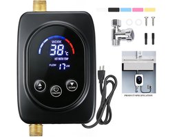 Doorstroomverwarmer Elektrisch - 3800W 220V - Met Touchscreen en Afstandsbediening - 55°C Max - Onderbouw Ontwerp - Voor Keuken en Camper - EU Stekker - Zwart