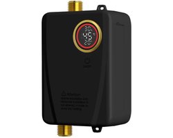 Elektrische boiler, warmwater, AC 220 V, doorstroomboiler, douche, waterverwarmer, 3500 W, voor keuken, badkamer, thuis (zwart)