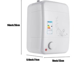 Elektrische doorstroomboiler, 220 V, mini-boiler, onder de gootsteen, energiebesparend, 3 seconden snelle warmte, tank, watertemperatuur van 30 tot 75 °C, 1500 W, 8 l, voor keuken, badkamer (kwart)