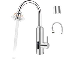 Elektrische doorstroomkraan met directe warmwaterverwarming voor keuken, badkamer, tuin, caravan en camping - 230V aansluiting - Snel verwarmen in 5 seconden - Complete installatieset