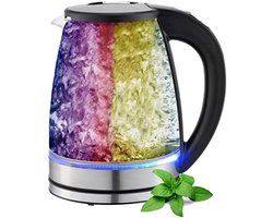 Glas en RVS Waterkoker 1,8 Liter 2200W met Temperatuurinstelling 40-100°C, Warmhoudfunctie, LED Verlichting, BPA-vrij, Oververhittingsbeveiliging en Droogkookbeveiliging - Zwart