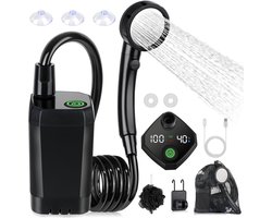 Kampeerdouche Set - Draagbare Elektrische Oplaadbare Douchepomp, Waterdicht, Slim Display, 4 Straalmodi, Geschikt voor Buiten, Kamperen en Wandelen