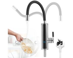 Linkforu - Instant Elektrische Boiler Kraan - 360 ° Draaibare Warmwaterkraan - 30 tot 60 Graden - Digitaal Display - RVS