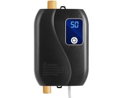 Mini Doorstroomboiler Elektrisch 3500W 230V Zwart voor Keuken en Douche - Compacte Drukvaste Ondertafelboiler met LED Temperatuurdisplay en Veiligheidsvoorzieningen