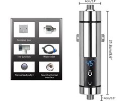 Mini Elektrische Doorstroomboiler met Digitaal Display - Instelbare Temperatuur voor Keuken en Badkamer