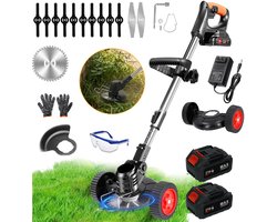 21V Draadloze Elektrische Bosmaaier - Grastrimmer Met 2 Accu's - Tuintrimmer - 3 Soorten Messen - Onkruidsnijder Geschikt Voor Tuin En Erf