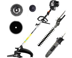 5-in-1 Benzine Multi-Tool: Grastrimmer, Heggenschaar, Kettingzaag en Bosmaaier