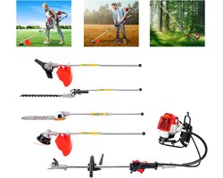 Benzine grastrimmer 5-in-1 tuingereedschap 52cc benzine bosmaaier heggenschaar bosmaaier hoogsnoeier multifunctioneel apparaat 1700 W