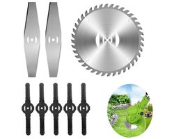 casalora Grasmaaier Messen Set – 8-delige Set met 1 Zaagblad, 2 Stalen Messen en 5 Kunststof Messen – Accessoires voor Accu Bosmaaier en Grastrimmer – Voor Gras, Onkruid en Struiken