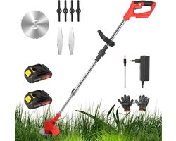 Elektrische bosmaaier - Draadloze trimmer - Gazon onderhoud - Dubbele accu - 21 Volt - Zwart