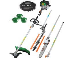 Gardebruk® 5-in-1 Multitool - Benzine Bosmaaier 52cc 100 cm Verlengstuk - Groen