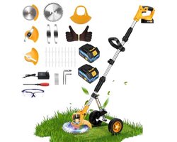 Grastrimmer met Accu en Oplader - Draadloze 3-in-1 Bosmaaier en Grasmaaier met 2 Accu's