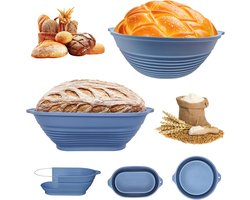 2 Stuks Siliconen Broodmand Set - Ovale & Ronde Banneton Vorm - Inrijsmand voor Rijzend Deeg