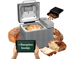 Bakemaster BroodbakMachine - PFAS & teflon vrij - Met Glutenvrij programma - 19 programma's - Tot 1000 gram - Keramisch - Broodmachine met Timer - 650W - RVS - Skoov