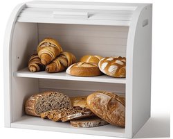 Bamboe Broodtrommel Met 2 Etages - Rol-Top Broodopslag Met Uitneembare Laag