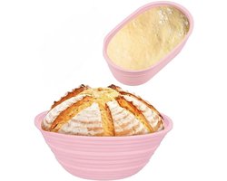 Banneton-emmer voor zuurdesem-brood bakken, siliconen stof met anti-aanbaklaag, vouwbaar houten frame, 9,3 inch rond en 10,2 inch ovaal, meerdere kleuren beschikbaar
