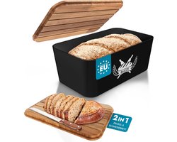 Brodrommel met Snijplank en Deksel – Kunststof BPA-vrij en Gecertificeerd Hout – Ideaal voor Alle Soorten Brood
