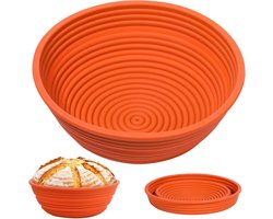 Brood Mand - Rijsmandje Zuurdesem - Brood Bakken - Opvouwbaar Siliconen - 24 cm Diameter - Grijs