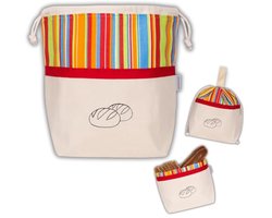 Broodzak 3-in-1 voor het Vers Houden van Brood - Stoffen Broodmand en Katoenen Broodtrommel 32 x 35 cm