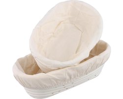 Gaarmanden Set - Broodmanden Rotan - Brood Bakken - Met Linnen Doek - 25 en 28 cm - Bruin