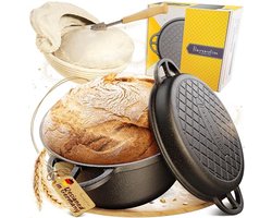 Gietijzeren Broodbakpan met Deksel - 26 cm, Multifunctioneel, Ovenveilig