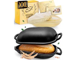 Gietijzeren broodpan met deksel en fermentatietas voor heerlijk zelfgebakken brood
