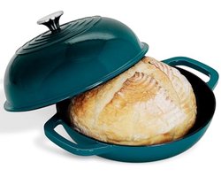 Gietijzeren Broodpan voor Zuurdesem - 25,5 cm Geëmailleerde Bakcloche voor Perfecte Boule-Broden