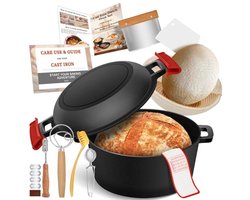 Gietijzeren Kookpot voor Brood Bakken met Braadpan Deksel en Garen Voordeelpakket