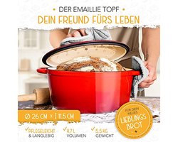 Gietijzeren Pan met Fermentatiemand - 26 cm Emaille Broodpot voor Broodbakken