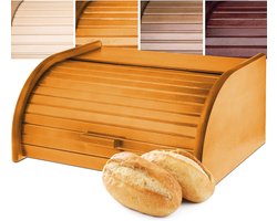 Grote Houten Broodtrommel met Roldeksel - Duurzame Brooddoos voor Vers Brood en Gebak