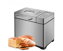 Hennova Broodbakmachine - Broodmachine - Keukenmachine - 19-in-1 Automatische Broodmachine 1KG - 650W met Fruit- & Notendispenser, Timer en Glutenvrij Programma - RVS - Zilver - 3.4x2.1x3.1 cm