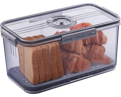 Luchtdichte broodtrommel Geschikt voor op het aanrecht, broodbewaardoos met deksel, broodconserveermiddelen, toast, bagels, donuts en zelfgebakken koekjes (grijs)
