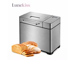 Lunekiss Broodbakmachine 1 kg – Broodbakautomaat – 19 Programma’s – RVS – Timer – Fruit- en Notendispenser – 650 W