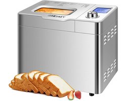 MELVRA Broodbakmachine - Broodbakautomaat - 550W - Capaciteit tot 900g - 3 Broodmaten - Zilver - 36x22x30 cm - Automatische Programma's